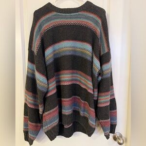 Vintage Etchings Striped Chunky Oversized Knit Sweater – Multicolor – Men’s XL